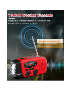 Radio de Manivela Esky 7400mWh AM/FM NOAA con Power Bank 2