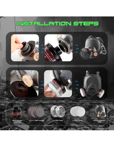 Máscara de Gas HANUU 40mm con Filtro P-A-1 Táctica