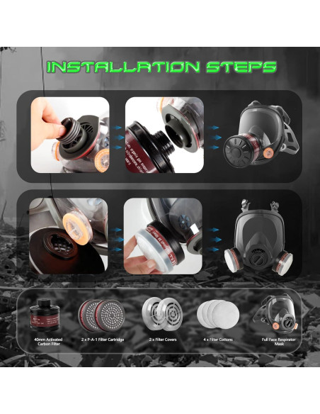 Máscara de Gas HANUU 40mm con Filtro P-A-1 Táctica