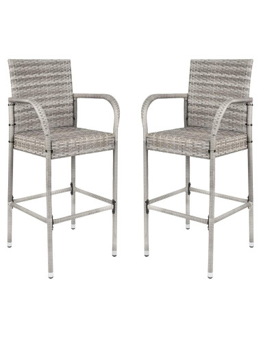 Set de 2 Taburetes de Bar Homall de Mimbre Gris para Jardín