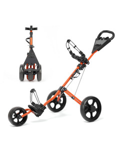 Carrito de Golf BODIOO Plegable Naranja con Soporte para Bebidas