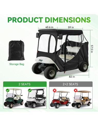 Cubierta de Lluvia Panglong para Carrito EZGO TXT RXV 2 Pasajeros