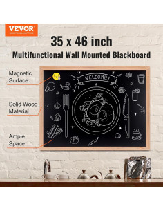 Tablero de Tiza Magnético VEOVR 89x117 cm Madera Vintage 2