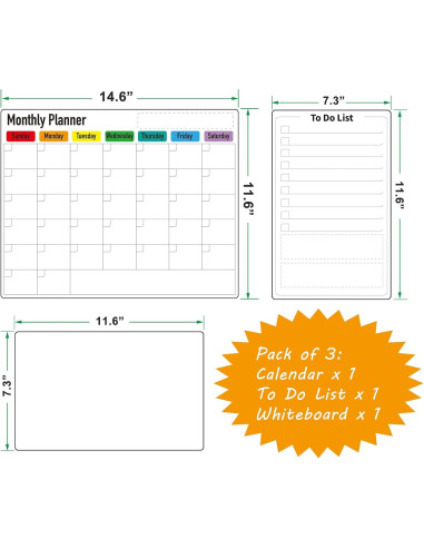 Calendario Magnético ZazzyKid 3 Piezas 37.1x29.5 cm