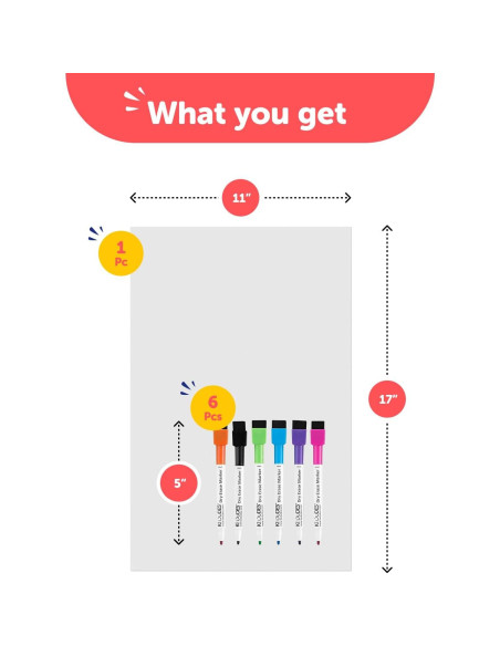 Pizarra Blanca Magnética Borrado en Seco Kedudes 43x28 cm