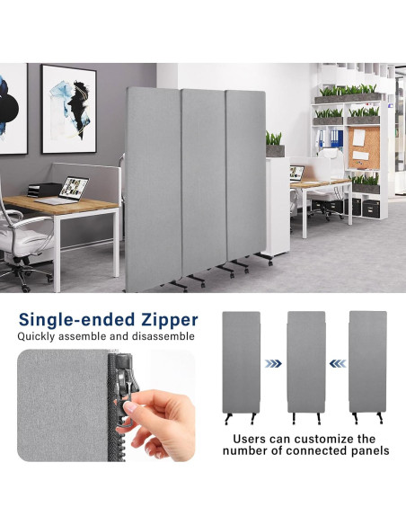 Divisor de Oficina Aislante Acústico Genérico 3 Paneles 183x168 cm