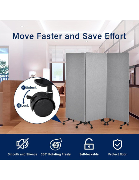 Divisor de Oficina Aislante Acústico Genérico 3 Paneles 183x168 cm