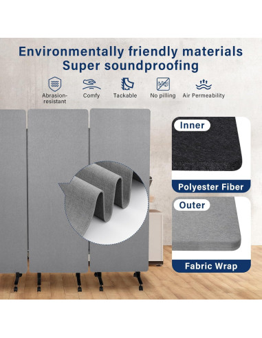 Divisor de Oficina Aislante Acústico Genérico 3 Paneles 183x168 cm