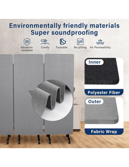 Divisor de Oficina Aislante Acústico Genérico 3 Paneles 183x168 cm