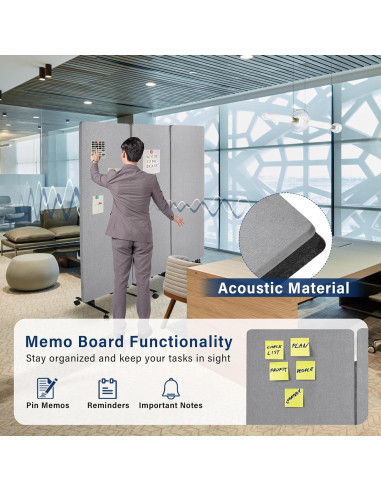 Divisor de Oficina Aislante Acústico Genérico 3 Paneles 183x168 cm