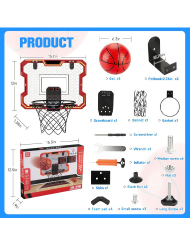 Aro de Baloncesto Interior Vignuto RX107 para Niños 4-12 Años