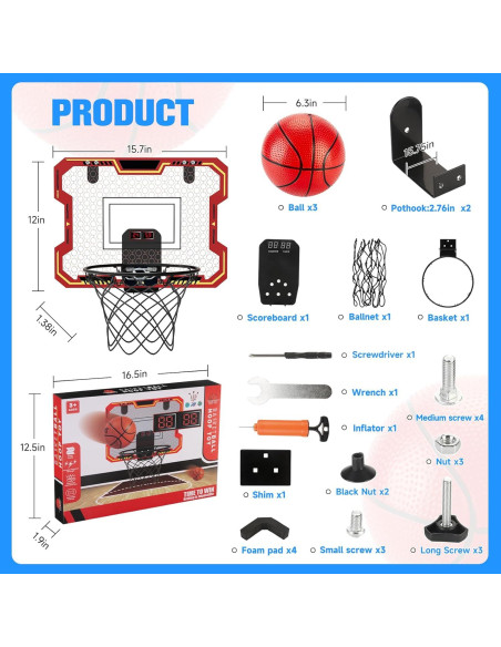 Aro de Baloncesto Interior Vignuto RX107 para Niños 4-12 Años