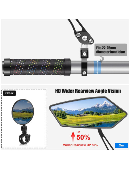 Espejos Retrovisores de Bicicleta Diyife 2 Pcs Ajustables HD