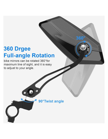 Espejos Retrovisores de Bicicleta Diyife 2 Pcs Ajustables HD