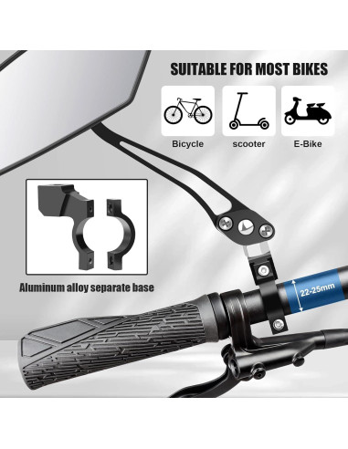 Espejos Retrovisores de Bicicleta Diyife 2 Pcs Ajustables HD