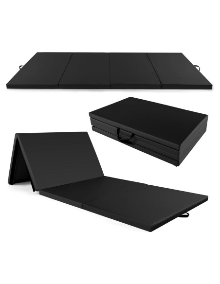 Colchoneta de Gimnasia GYMAX 3.05m x 1.22m Plegable Negra