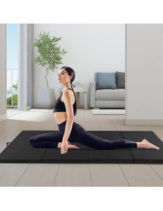 Colchoneta de Gimnasia GYMAX 3.05m x 1.22m Plegable Negra 2
