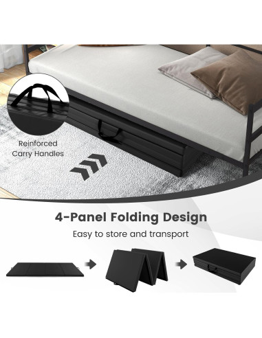 Colchoneta de Gimnasia GYMAX 3.05m x 1.22m Plegable Negra