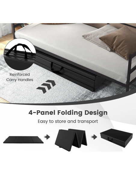 Colchoneta de Gimnasia GYMAX 3.05m x 1.22m Plegable Negra