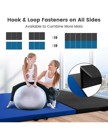 Colchoneta de Gimnasia GYMAX 3.05m x 1.22m Plegable Negra