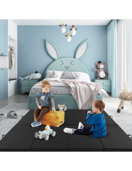 Colchoneta de Gimnasia GYMAX 3.05m x 1.22m Plegable Negra