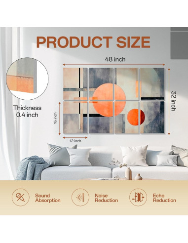 Panel Acústico Keemute 121.92x81.28cm Autoadhesivo Artístico