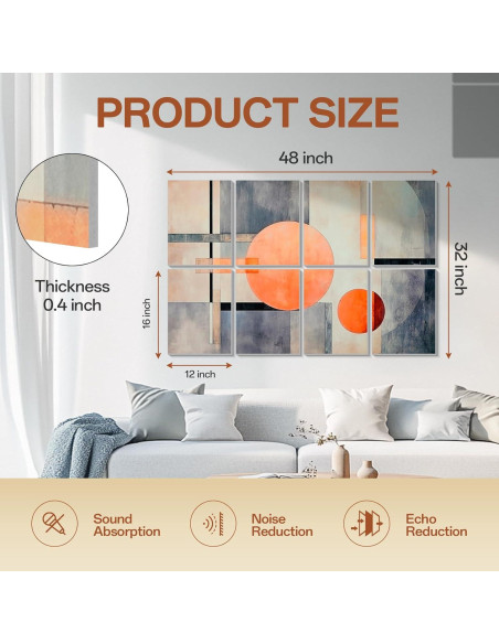 Panel Acústico Keemute 121.92x81.28cm Autoadhesivo Artístico