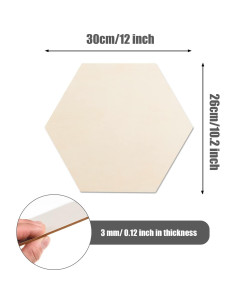 Paquete de 6 Recortes Hexagonales de Madera AWIZOM 30x26cm 2
