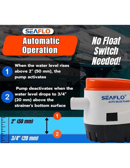 Bomba de Achique Automática SEAFLO 750 GPH 12V Compacta