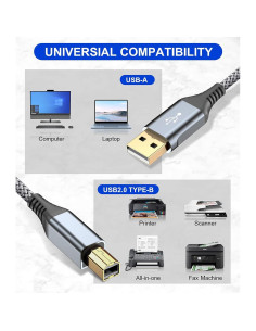 Cable de impresora USB 2.0 sweguard 4.57m trenzado nylon - Negro 2