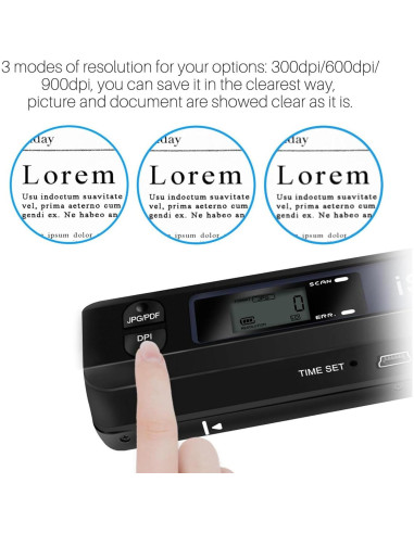 Escáner Portátil Gugxiom A4 900 DPI USB JPG PDF Negro