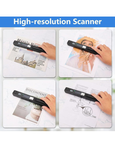 Escáner Portátil Gugxiom A4 900 DPI USB JPG PDF Negro