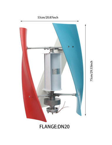 Generador Eólico Vertical 100W 24V CheriMuMu - 3 Aspas