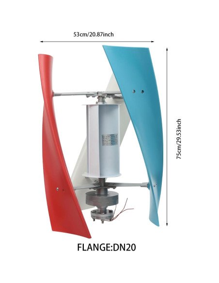 Generador Eólico Vertical 100W 24V CheriMuMu - 3 Aspas