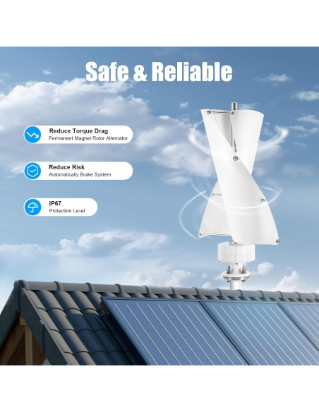 Turbina Eólica Vertical 12V 100W con Controlador Electromagnético
