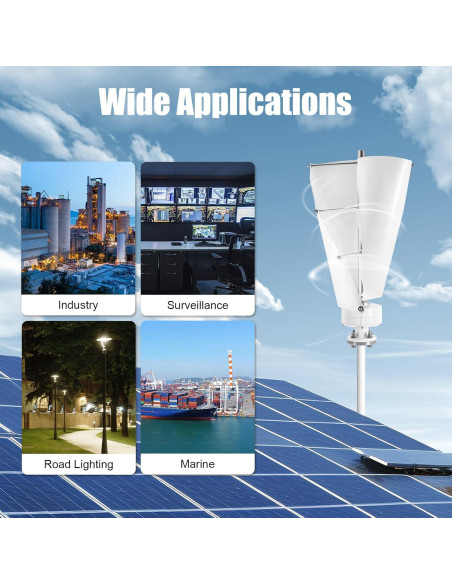 Turbina Eólica Vertical 12V 100W con Controlador Electromagnético