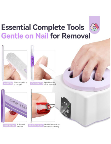 Removedor de Esmalte SAVILAND con Vapor y Tazón Eléctrico