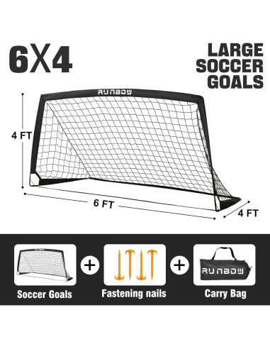 Portería de Fútbol RUNBOW 183x122 cm Plegable con Bolsa
