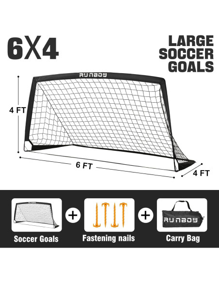 Portería de Fútbol RUNBOW 183x122 cm Plegable con Bolsa