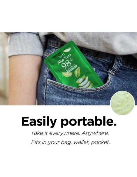 Gel de Aloe Vera Orgánico by.H 98% Puro - 30 Paquetes Viaje