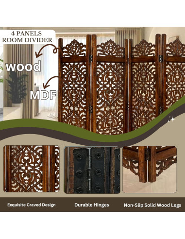 Divisor de habitación Light & Pro 4 paneles 162.56x121.92 cm
