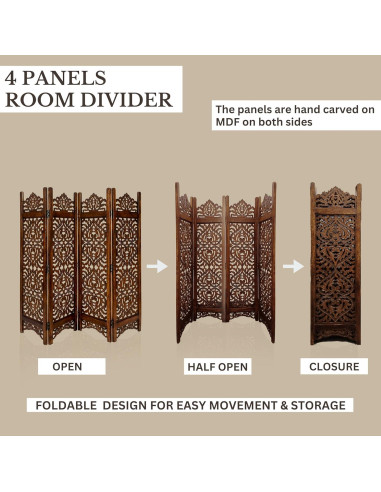 Divisor de habitación Light & Pro 4 paneles 162.56x121.92 cm