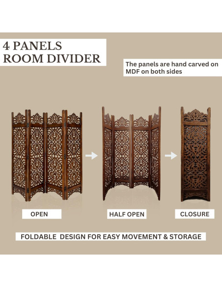 Divisor de habitación Light & Pro 4 paneles 162.56x121.92 cm