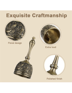 Campana de Mano de Bronce Vintage para Servicio y Meditación 2