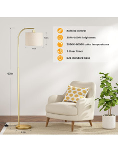 Lámpara de Pie Ambimall RPT-QZB40401 con Control Remoto 160cm 2