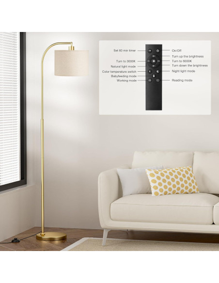 Lámpara de Pie Ambimall RPT-QZB40401 con Control Remoto 160cm