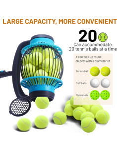Rodillo Recolector de Pelotas de Tenis Xiwrdok Ajustable 20 Pelotas 2