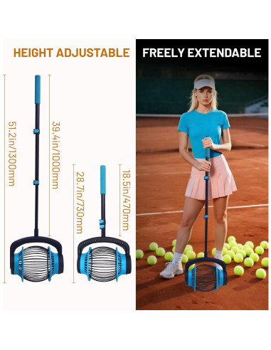 Rodillo Recolector de Pelotas de Tenis Xiwrdok Ajustable 20 Pelotas