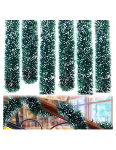 Guirnalda Navideña Artificial Verde Nevado 15m Eerrhhaq