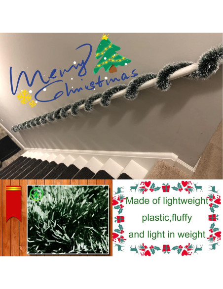 Guirnalda Navideña Artificial Verde Nevado 15m Eerrhhaq